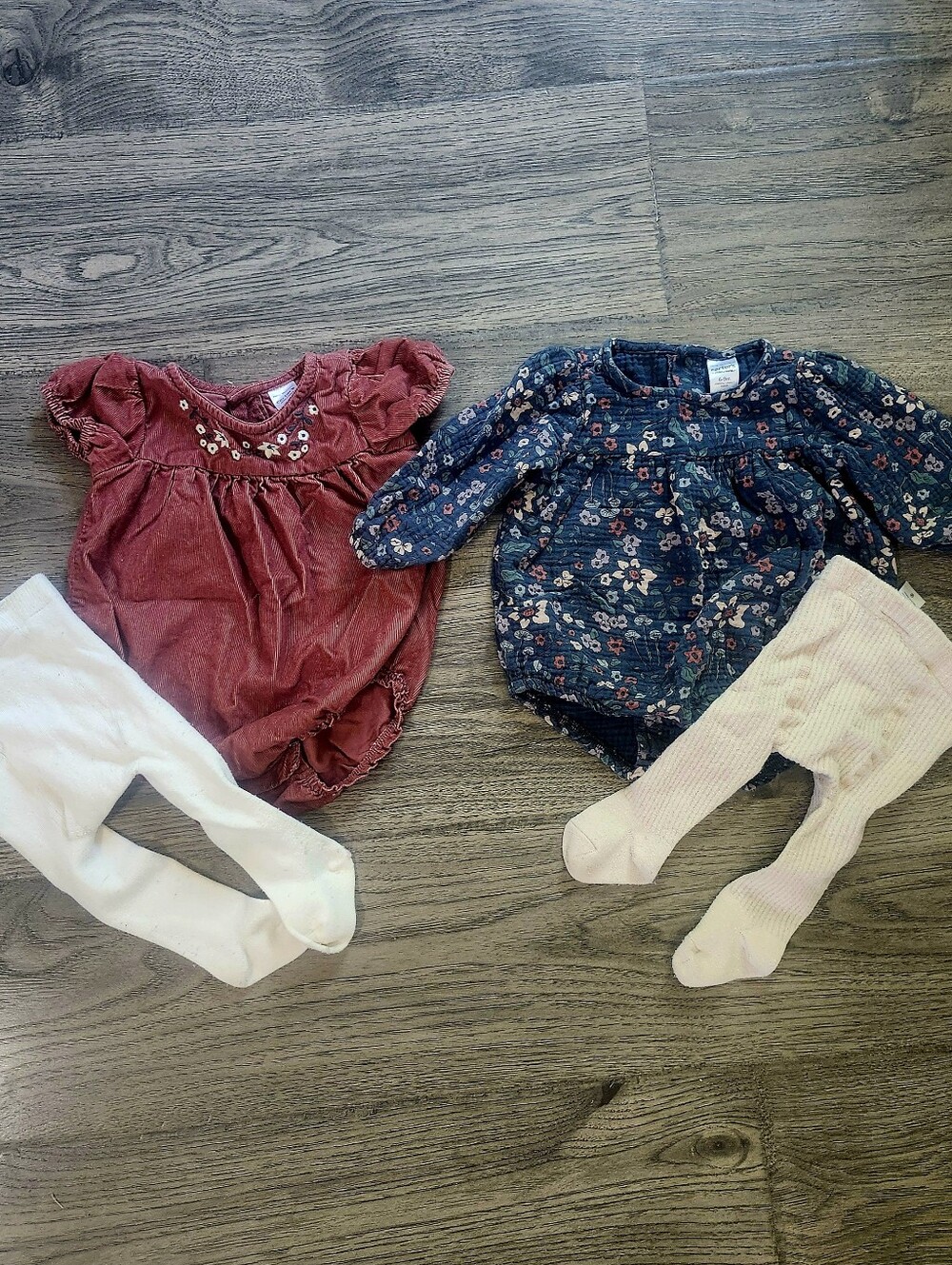 Girls' Floral Navy and Burgundy Bodysuits